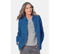 Sommerjacke GOLDNER "Lässige Wolljacke mit Hemdkragen", Damen, Gr. 40, blau (atlantikblau), Obermaterial: 70% Polyester PES. 30% Wolle WO., Manschette, Jacken, Knöpfe (49789066-40) atlantikblau