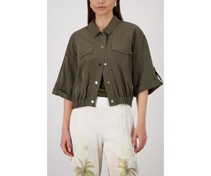 Hemdjacke MONARI "Jacke Modal", Damen, Gr. 36, olive, Web, Obermaterial: 92% Modal, 8% Polyester, unifarben, regular fit taillenlang, Rundhals, eingesetzt Aufschlag, Jacken, Regular fit mit Druckknöpf