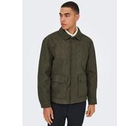 Hemdjacke ONLY & SONS "ONSCONNOR LIFE JACKET OTW", Herren, Gr. L, bungee cord detail:melange, Web, Obermaterial: 100% Polyester, meliert, regular fit, Jacken (51277811-L) bungee cord detail:melange
