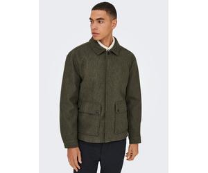 Hemdjacke ONLY & SONS "ONSCONNOR LIFE JACKET OTW", Herren, Gr. L, grün (bungee cord detail:melange), Web, Obermaterial: 100% Polyester, meliert, regular fit, Jacken (51277811-L) bungee cord detail:mel