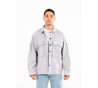 Hemdjacke Oversize Herren Kleidung Hemd Freizeit-Jacke Unisex Überhemd Overshirt L Grau