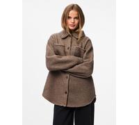 Hemdjacke PIECES "PCOLINE SHACKET PWP", Damen, Gr. S, braun (morel), Web, Obermaterial: 100% Polyester, unifarben, modisch, Langarm, Jacken (27664135-S) morel