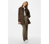 Hemdjacke PIECES "PCSAGA SHACKET NOOS", Damen, Gr. M, schwarz aop:leopard, Web, Obermaterial: 100% Polyester, bedruckt, regular fit, Jacken Hemdjacke (11674809-M)