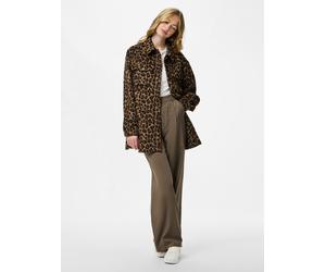 Hemdjacke PIECES "PCSAGA SHACKET NOOS", Damen, Gr. M, schwarz aop:leopard, Web, Obermaterial: 100% Polyester, bedruckt, regular fit, Jacken Hemdjacke (11674809-M)
