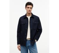Hemdjacke TOMMY HILFIGER "COTTON BLEND SHIRT JACKET", Herren, Gr. L, desert sky, Web, Obermaterial: 98% Baumwolle, 2% Elasthan, unifarben, regular fit hüftbedeckend, 1-Knopf-Manschette mit Schlitz, Ja