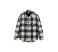 Hemdjacke TOMMY JEANS "CHECK OVERSHIRT", Herren, Gr. L, schwarz-weiß (schwarz check), Web, Obermaterial: 100% Polyester. Futter: 100% Polyester, kariert, regular fit normal, Rundhals, eingesetzt Mansc