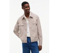 Hemdjacke TOMMY JEANS "ESSENTIAL OVERSHIRT", Herren, Gr. L, beige (limestone dust), Web, Obermaterial: 100% Baumwolle, unifarben, regular fit normal, Rundhals, eingesetzt angesetztes Bündchen, Jacken,