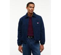 Hemdjacke TOMMY JEANS "HARRINGTON COTTON JACKET", Herren, Gr. M, blau (dunkelblau), Web, Obermaterial: 100% Baumwolle. Futter: 100% Baumwolle. Füllung: 100% Polyester, unifarben, regular fit normal, R