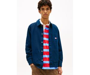 Hemdjacke TOMMY JEANS "TJM ESSENTIAL OVERSHIRT", Herren, Gr. 4XL, schwarz night navy, Web, Obermaterial: 100% Baumwolle, oversize normal, Manschette, Jacken, leicht überschnittene Schultern, halbgespr