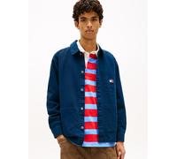 Hemdjacke TOMMY JEANS "TJM ESSENTIAL OVERSHIRT", Herren, Gr. L, blau (schwarz night navy), Web, Obermaterial: 100% Baumwolle, oversize normal, Manschette, Jacken, leicht überschnittene Schultern, halb