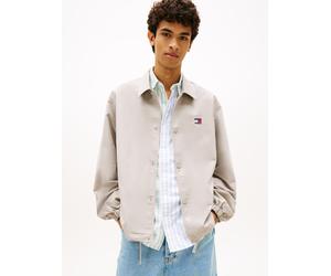 Hemdjacke TOMMY JEANS "TJM SPORT OVERSHIRT", Herren, Gr. L, limestone dust, Web, Obermaterial: 65% Baumwolle, 35% Polyester, unifarben, regular fit normal, Rundhals, eingesetzt elastischer Bund, Jacke