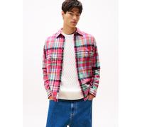 Hemdjacke TOMMY JEANS "TJM UTILITY FLANNEL OVERSHIRT", Herren, Gr. L, vintage cerise, big check, Flanell, Obermaterial: 100% Baumwolle, kariert, normal, 1-Knopf-Manschette, Jacken, Oversized Fit, Baum
