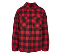 Hemdjacke URBAN CLASSICS "Urban Classics Damen Ladies Flanell Padded Overshirt", Damen, Gr. S, schwarz, rot, 100% Baumwolle, mehrfarbig, normal, amerikanischer Ausschnitt, Jacken (62079525-S) schwarz,