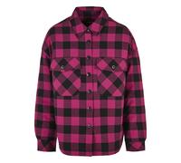 Hemdjacke URBAN CLASSICS "Urban Classics Damen Ladies Flanell Padded Overshirt", Damen, Gr. S, wildviolet, schwarz, 100% Baumwolle, mehrfarbig, normal, amerikanischer Ausschnitt, Jacken (23147468-S) w