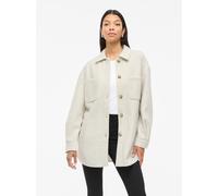 Hemdjacke VILA "VIKIMMI SHIRT L/S JACKET - NOOS", Damen, Gr. S, super light natural melan, Web, Obermaterial: 100% Polyester, unifarben, regular fit, Rundhals, Jacken (67912849-S) super light natural