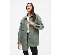 Hemdjacke VILA "VIKIMMI SHIRT L/S JACKET - NOOS", Damen, Gr. XS, laurel wreath, Web, Obermaterial: 100% Polyester, unifarben, regular fit, Rundhals, Jacken Hemdjacke (21586906-XS)