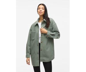 Hemdjacke VILA "VIKIMMI SHIRT L/S JACKET - NOOS", Damen, Gr. XXL, grün (laurel wreath), Web, Obermaterial: 100% Polyester, unifarben, regular fit, Rundhals, Jacken (21586906-XXL) laurel wreath