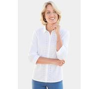 Hemdkragenbluse aus feiner Spitze mit Elasthan weiß 25