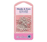 Hemline Haken- und ösen-Verschlüsse, Nickel, Größe 13, 8 Sets, Extra groß, flach, rostfreies Messing