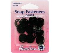 Hemline Sew auf Druckknöpfe 15 mm rund (Kunststoff) schwarz X 2 Packungen