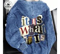 Hemo, Herbst/Winter "Go With The Flow" Muster Herren Hoodie Sweatshirt, leicht elastischer verwaschenener und abgenutzter Baumwollfleece Langarm Reißv