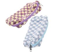 Hemobllo 2 Stück Karierte Kosmetiktasche aus Wolle Geräumige Reise Kulturbeutel für Make Up und Aufbewahrung Weich Strukturierte Schminktaschen für Damen