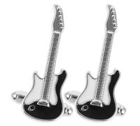 Hemobllo 2 Stück Manschettenknöpfe für Herren Messing Klassische Knopfabdeckungen mit E Gitarren und Geigenmotiv Hemdmanschettenknöpfe fürs Business