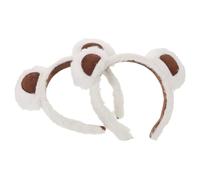 Hemobllo 2 Stück pack Bärenohren Haarreif Weiß Plüsch Stirnband Elastisch für Damen Mädchen Halloween Cosplay Make Up Haarband