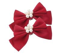 Hemobllo 2 Stück Schleifen Schuhclips mit Imitationsperlen Bordeauxrote Hochzeitsschuh Verzierungen Abnehmbare Schuhschmuck Anhänger für Damen Vielseitige Schuhaccessoires für Ballerinas
