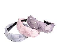 Hemobllo 3 Stück Perlenhaarband Damen Breit Geknotetes Stirnband mit Rutschfestem Stoff Vintage Haarschmuck für Make Up und Gesichtspflege