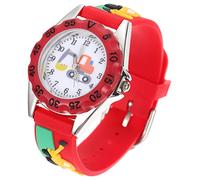 Hemobllo 3D-Cartoon-Kinderuhren: Niedliche Bagger-Kinderuhr, Zeitlehrer-Uhr, verstellbares Silikonarmband, Kinderarmbanduhr für Jungen, Mädchen, Kleinkinder, Kinder, rot, 0.9X3.2X20.5CM, Armband