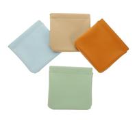 Hemobllo 4 Stück Kompakte Kosmetiktaschen aus Pu Leder Selbstschließend Modische Kleiner Make Up Taschen für Reisen Lippenstiftetui in Blau Grün Karamell und Khaki