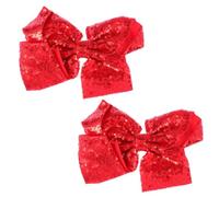 Hemobllo Große Schleifen Haarspangen für Mädchen 20cm 2 Stück Rote Haarklammern mit Glitzereffekt Modische Kinderhaarspangen für Festlichen Haarstylings
