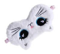 Hemobllo Schlafmaske Katzenmotiv Plüsch Augenmaske mit Lichtschutz Weich und Elastisch für Nickerchen und Reisen Atmungsaktiv Hautfreundlich Weiße Cartoon Augenbinde