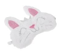 Hemobllo Schlafmaske mit Hasenmotiv, Plüsch Augenmaske, weiß, verdunkelnd, weich, elastisch, geeignet für die meisten Kopfgrößen, für Frauen und Mädchen im Zug
