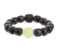 Hemobllo Schwarzes Ebenholz Armband Buddhistische Perlenkette Handgefertigter Schmuck mit Leuchtperlen für Damen Alltag und Geschenk