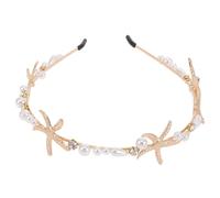 Hemobllo Seestern Perlen Haarreif Damen Stirnband 4.7 Zoll Breite für Brautfrisur und Alltagslook Strapazierfähiges Design