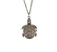 Hemobllo Taschenuhr aus Zinklegierung Retro in Schildkrötenform mit Kette | Große Arabische Ziffern, Drückbarer Deckel, Tragbar Am Hals, für Erwachsene und Sammler