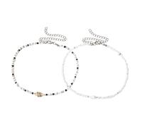 HEMOTON 2 Stück Beaded Choker Halskette Verstellbar Boho Muschelkette mit Kleinen Bunten Perlen für Teen Mädchen Damen Strand Schmuck Geschenk