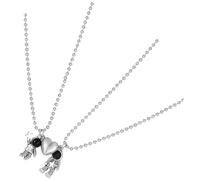 HEMOTON 2 Stück Magnetische Weltraum Halsketten mit Astronaut Anhänger Passende Paarketten für Sie und Ihn Modische Raumfahrer Schmuckkette als Geschenk für Paare