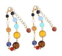 HEMOTON 2 Stück Verstellbares Galaxy Armband mit Planeten aus Natürlichen Steinperlen Handgefertigtes Sonnensystem Schmuckstück für Damen und Herren Weltraum design als Geschenk