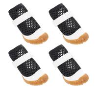 HEMOTON 4 Stück Pack Atmungsaktive Hundeschuhe aus PVC mit Verstellbarer Größe Hohlem Mesh Design für Sommer und Schutz Holzfußböden zu Hause Schwarz
