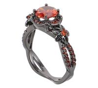 HEMOTON Gothic-ring mit Rotem Zirkon Schwarzer Kupfer-verarbeitung Gothic-punk-fingerschmuck für Damen und Herren Zirkon-akzent Vintage-design-ring