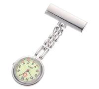 HEMOTON Nachtleuchtende Taschenuhr mit Großem Zifferblatt Quarzantrieb Pflegeleicht und Leicht Hängeuhr für Studenten Krankenschwestern und Ärzte Silbernes Gehäuse Umweltfreundlich