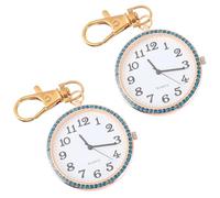 HEMOTON Strass Taschenuhr Schlüsselanhänger 2 Stück Gold Zinklegierung