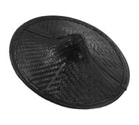 HEMOTON Traditioneller Bambus Samurai Hut Handgefertigt Schwarzer Cosplay Ritterhut mit Flacher Krempe 35cm Atmungsaktiv und Leicht für Bühnenauftritte und Kreative Events