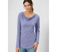 HempAge Damen Langarmshirt mit Wasserfallkragen Hanf/Biobaumwolle Lavender Lila XL