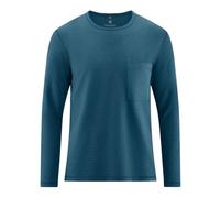 HempAge Herren Langarmshirt mit Brusttasche Hanf/Biobaumwolle Normal Fit Reef (Blau) XL