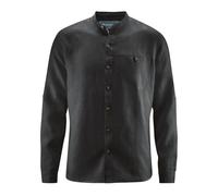 HempAge Stehkragen Freizeithemd aus 100% Hanf Black M