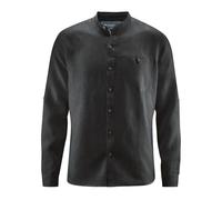 HempAge Stehkragen Freizeithemd aus 100% Hanf Black S